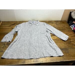 Yuvita Linen Gray Button Up Top Ladies Size Medium Tunic Lagenlook